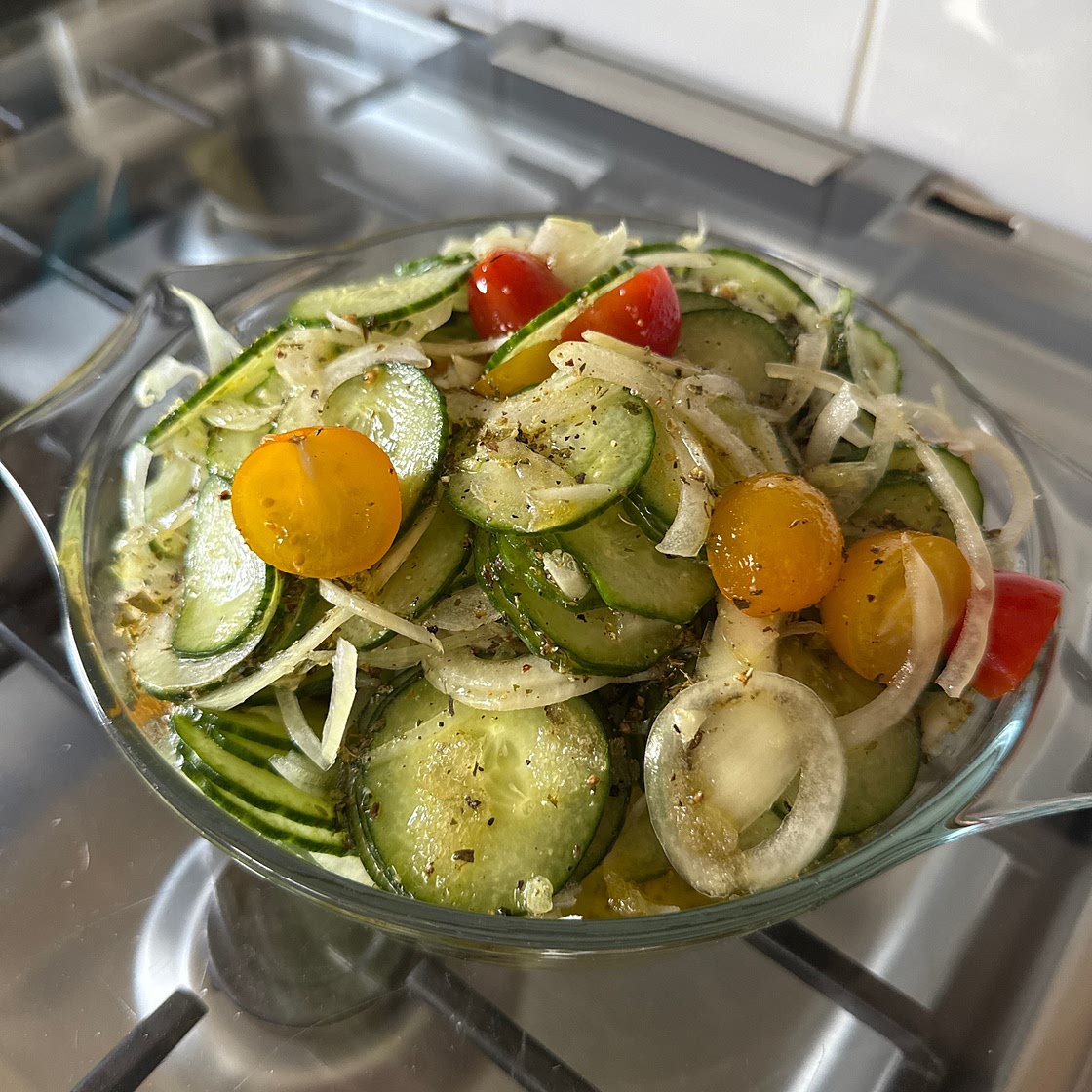 Marinated Cucumbers, Onions and Tomatoes