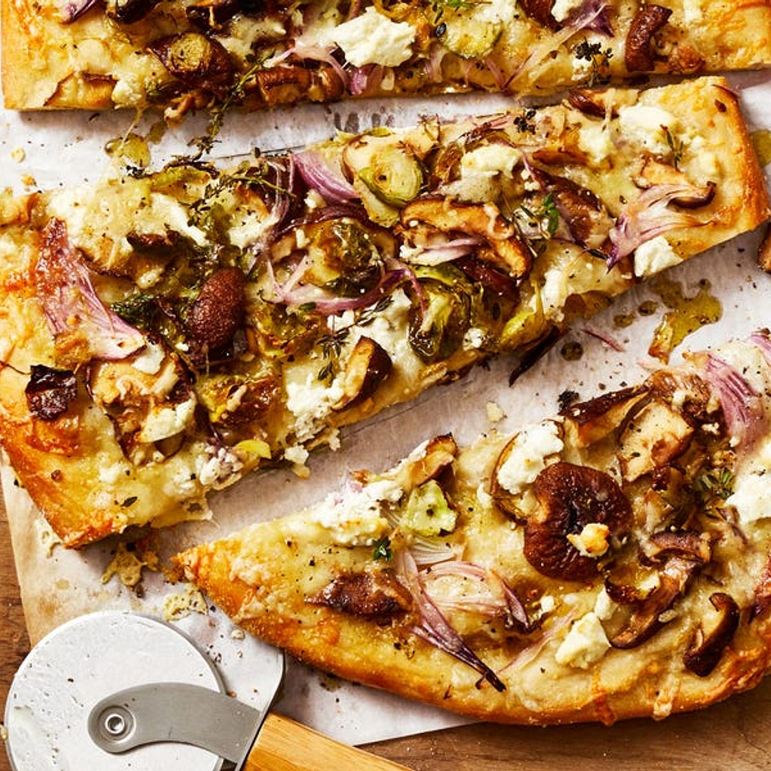 Mushroom and Brussels Sprouts Pizza