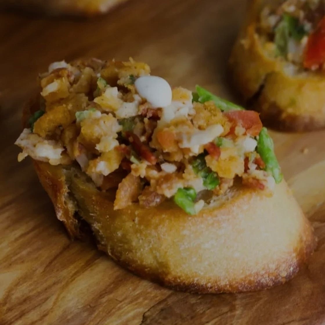 Chopped chicken bacon ranch crostini