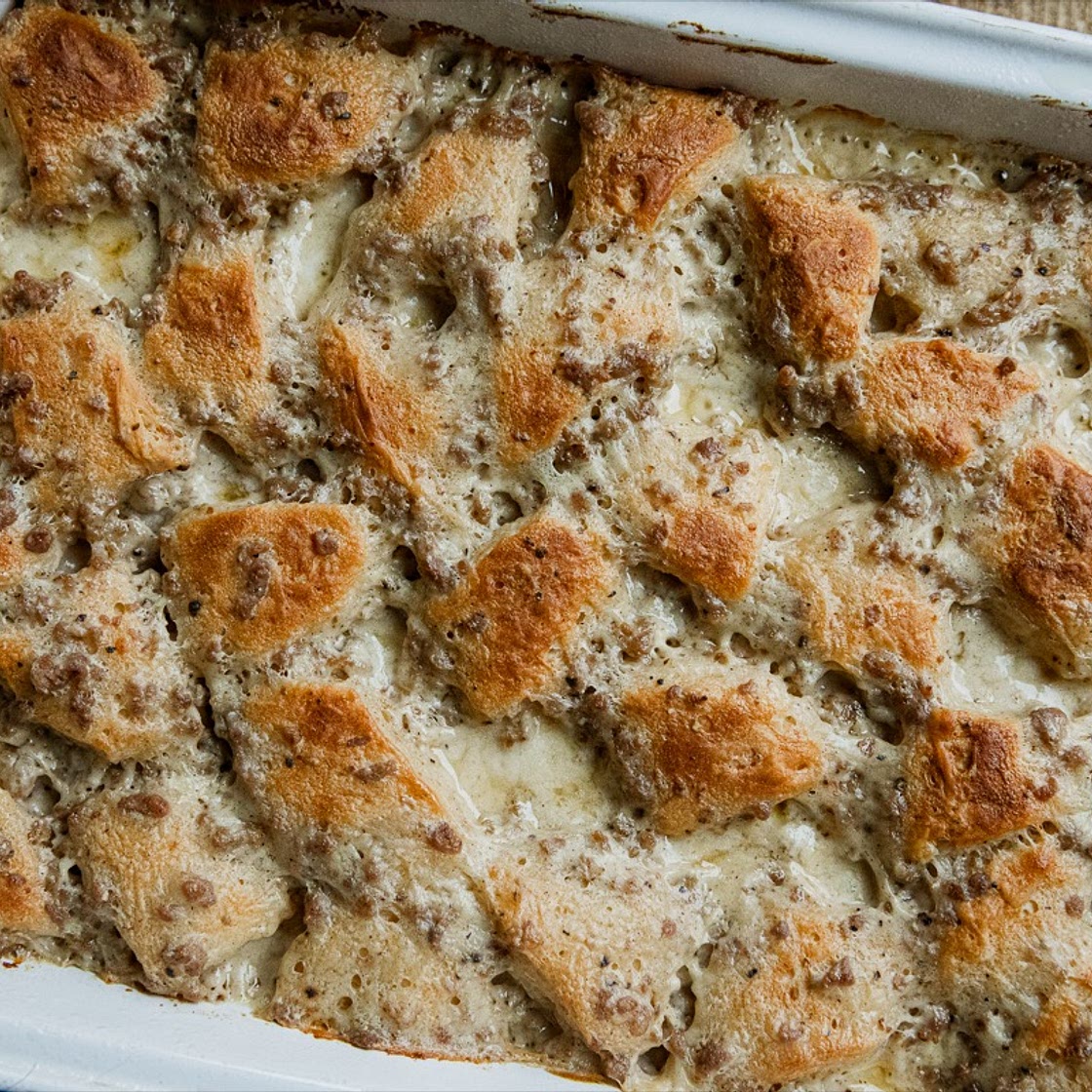 Traeger Biscuits and Gravy Casserole