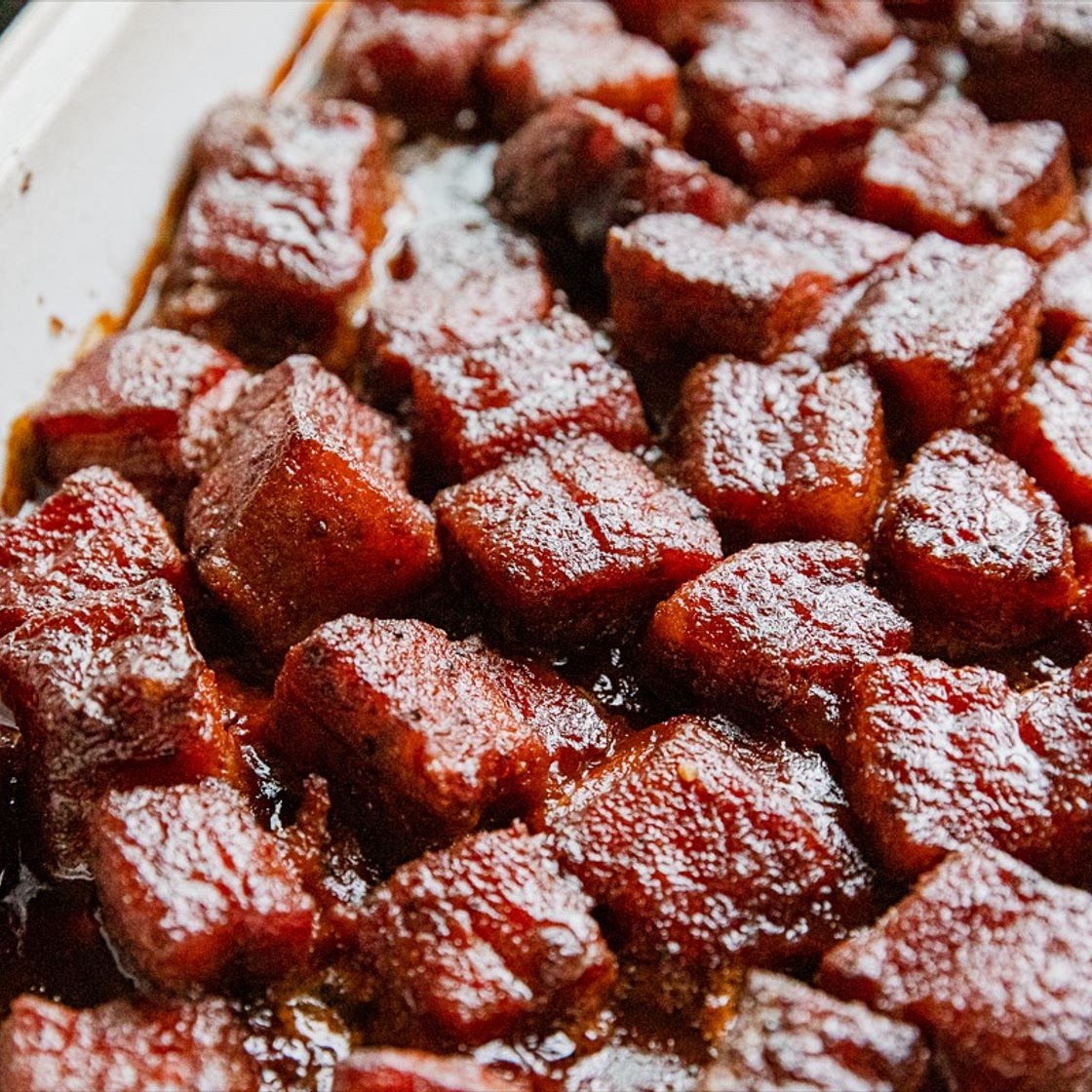 Traeger Pork Belly Burnt Ends