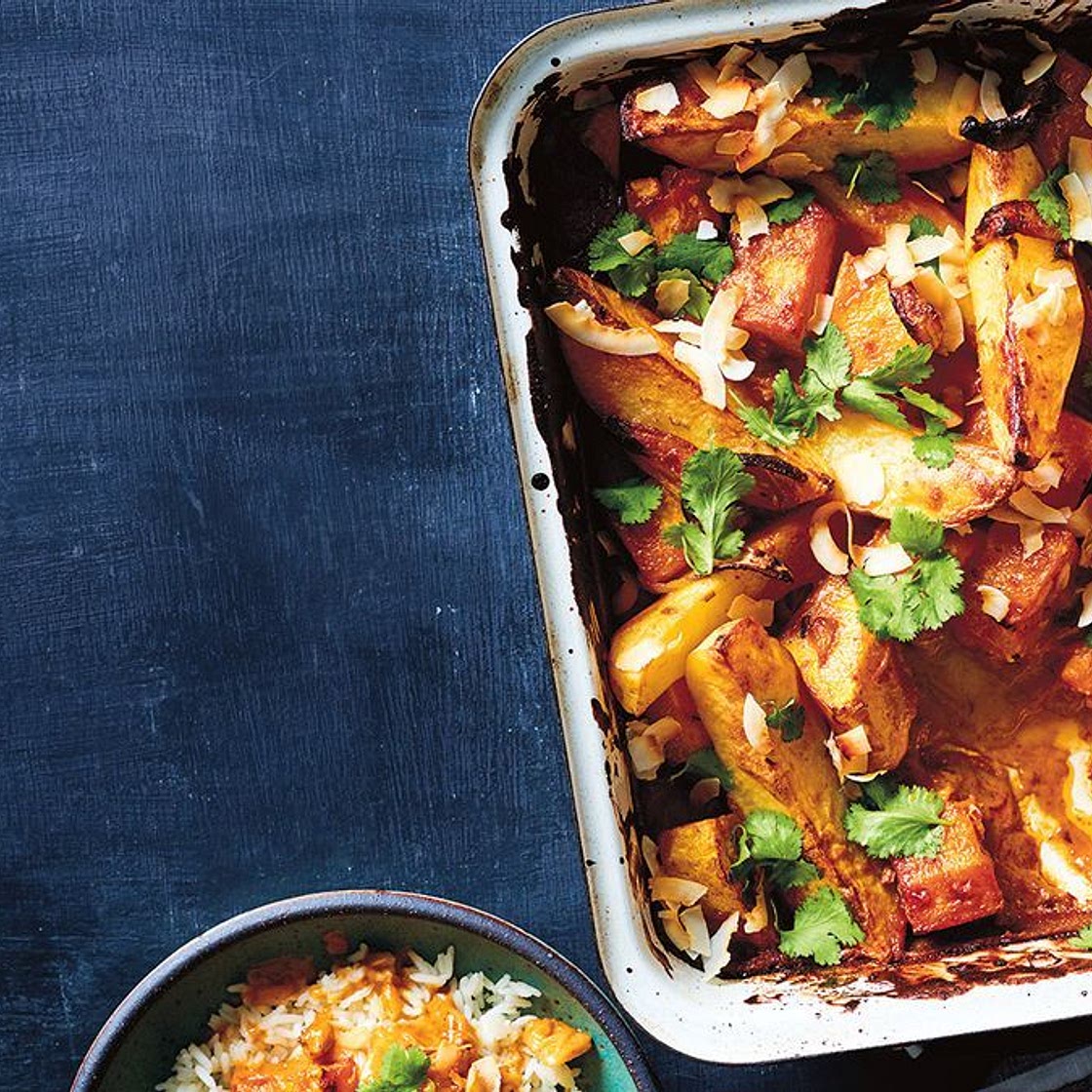 Pumpkin, potato and peanut Thai red curry