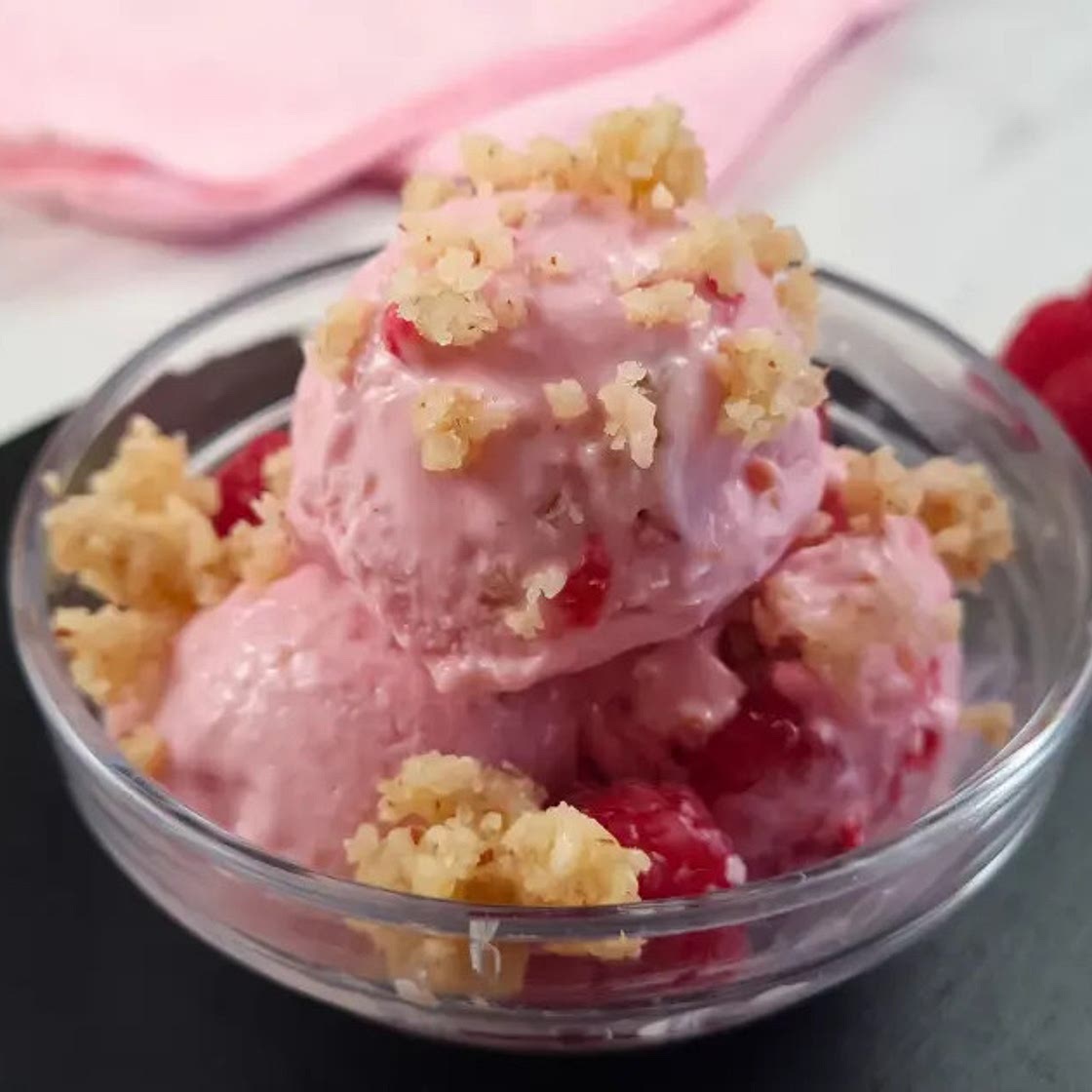 High Protein Raspberry Cottage Cheese Ice Cream