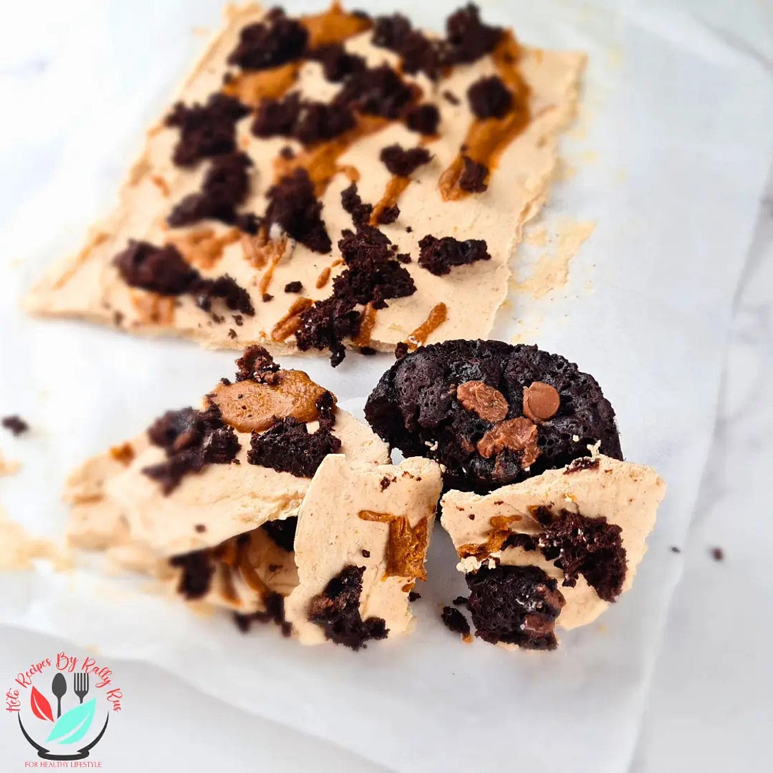 Keto Yogurt Bark with Peanut Butter and Brownie