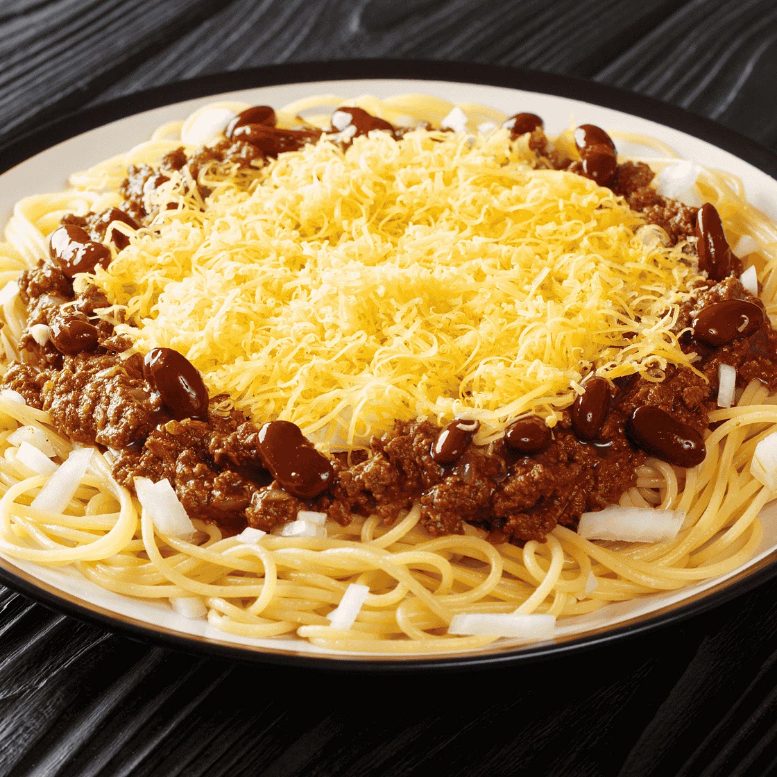 Spiced Meat Sauce on Spaghetti