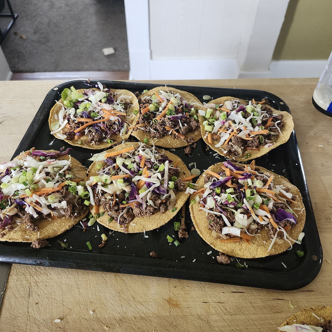 Ground Beef Tostadas(After 3rd week on program)