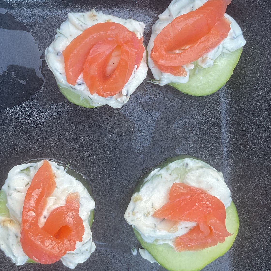 Cucumber Bites with Dill Cream and Smoked Salmon