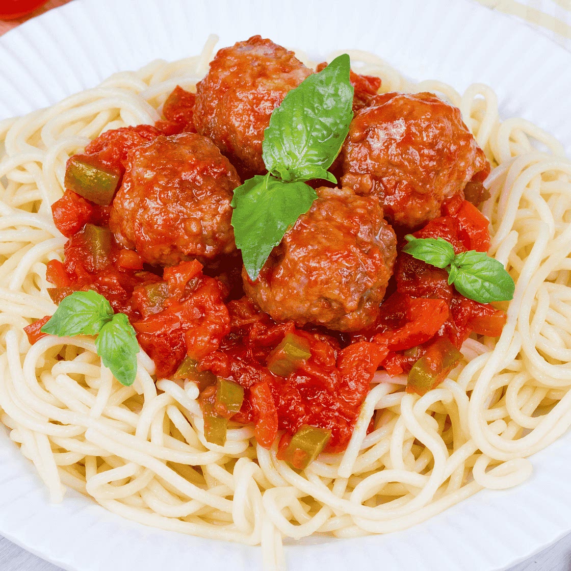 Spaghetti and Meatballs (Pasta with Tomato Sauce and Meatballs)