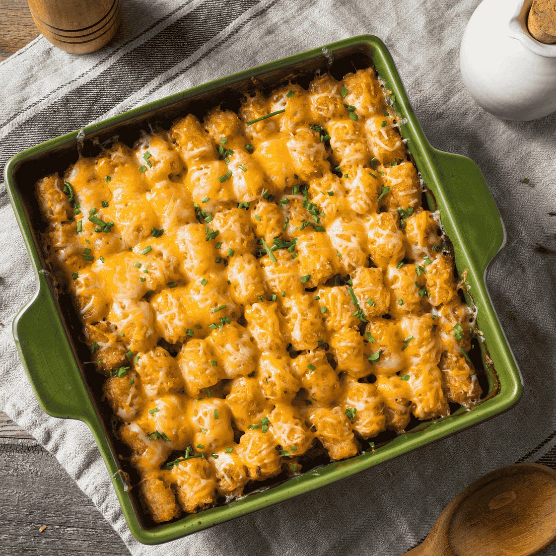 Tater Tot Casserole (Baked Potato Nugget Hotdish)
