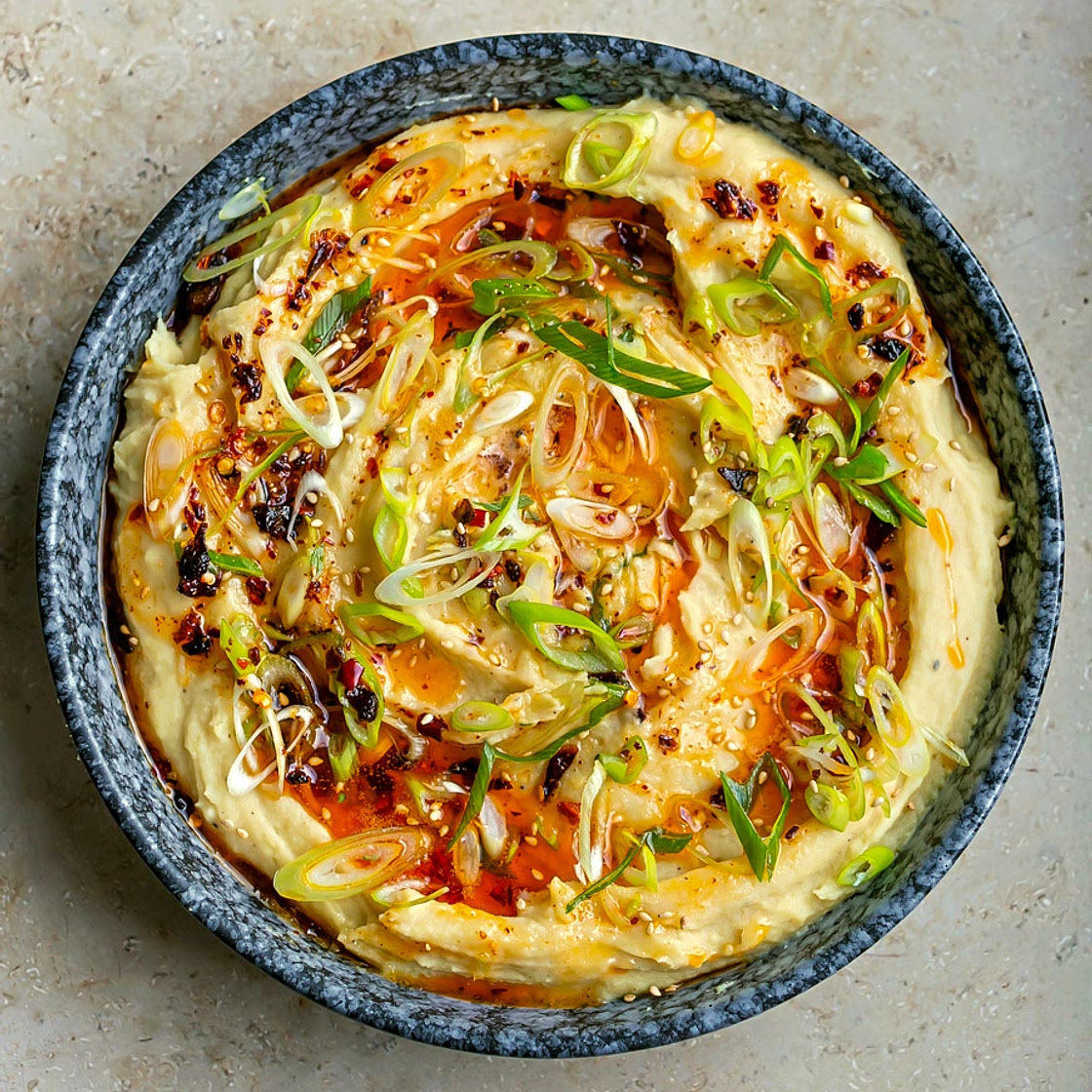 Wasabi Mash with Crispy Chilli Oil