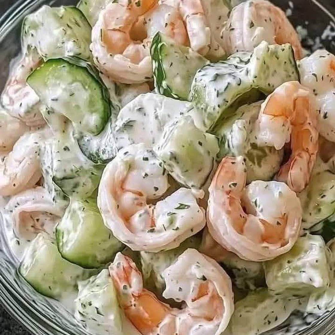 Creamy cucumber shrimp salad 🍤