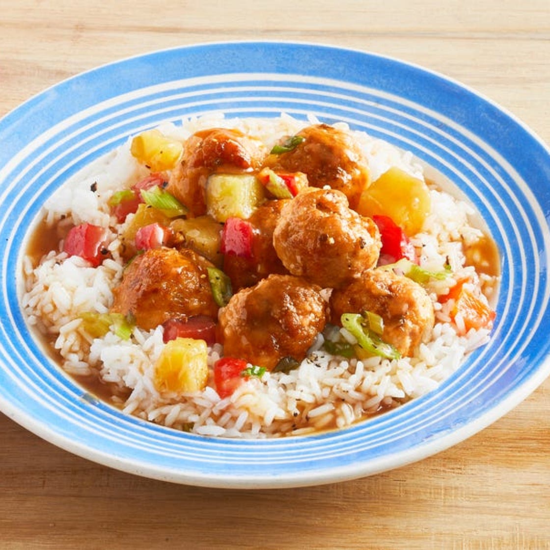 Sweet-and-Sour Pork Meatballs with Pineapple