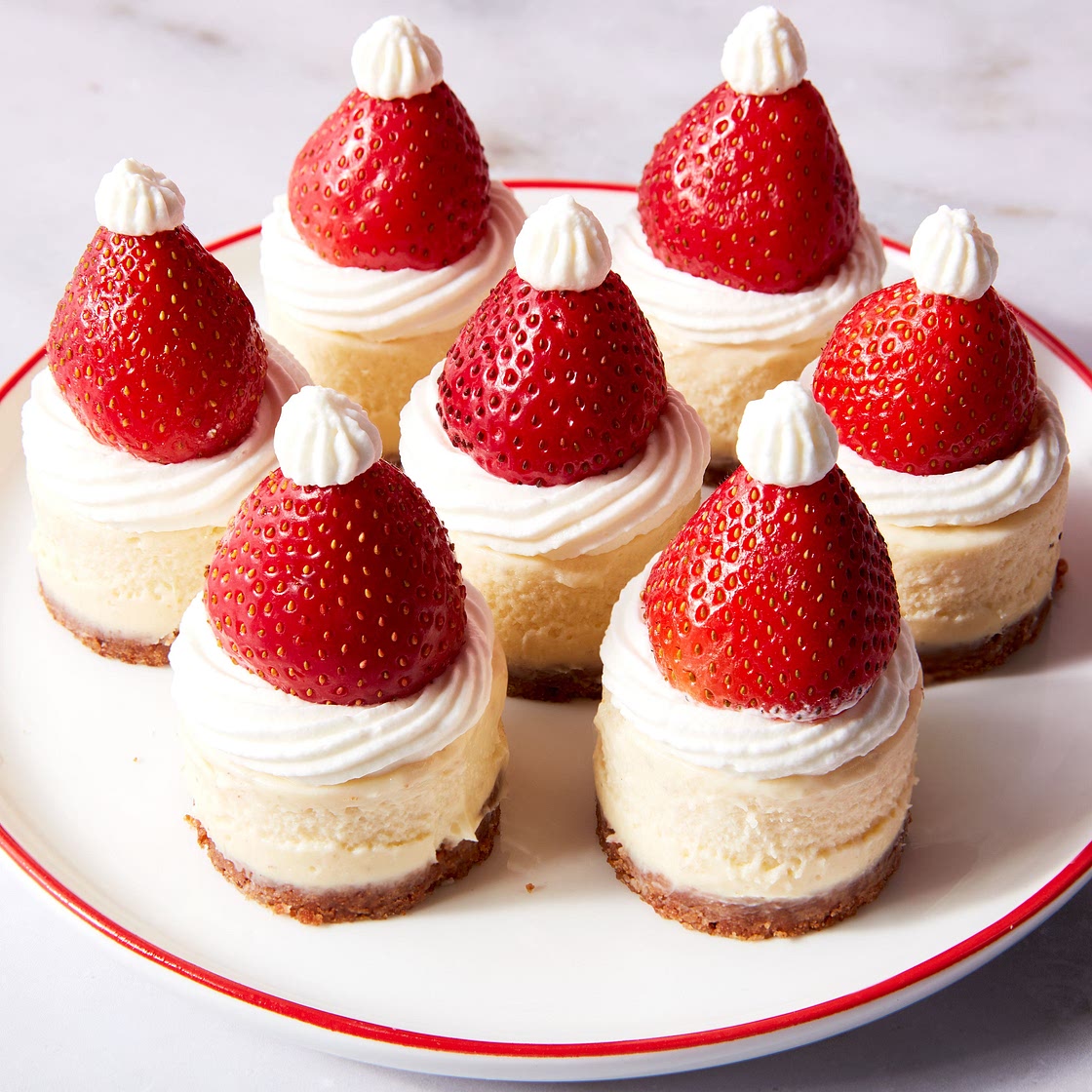 Santa Hat Cheesecake Bites