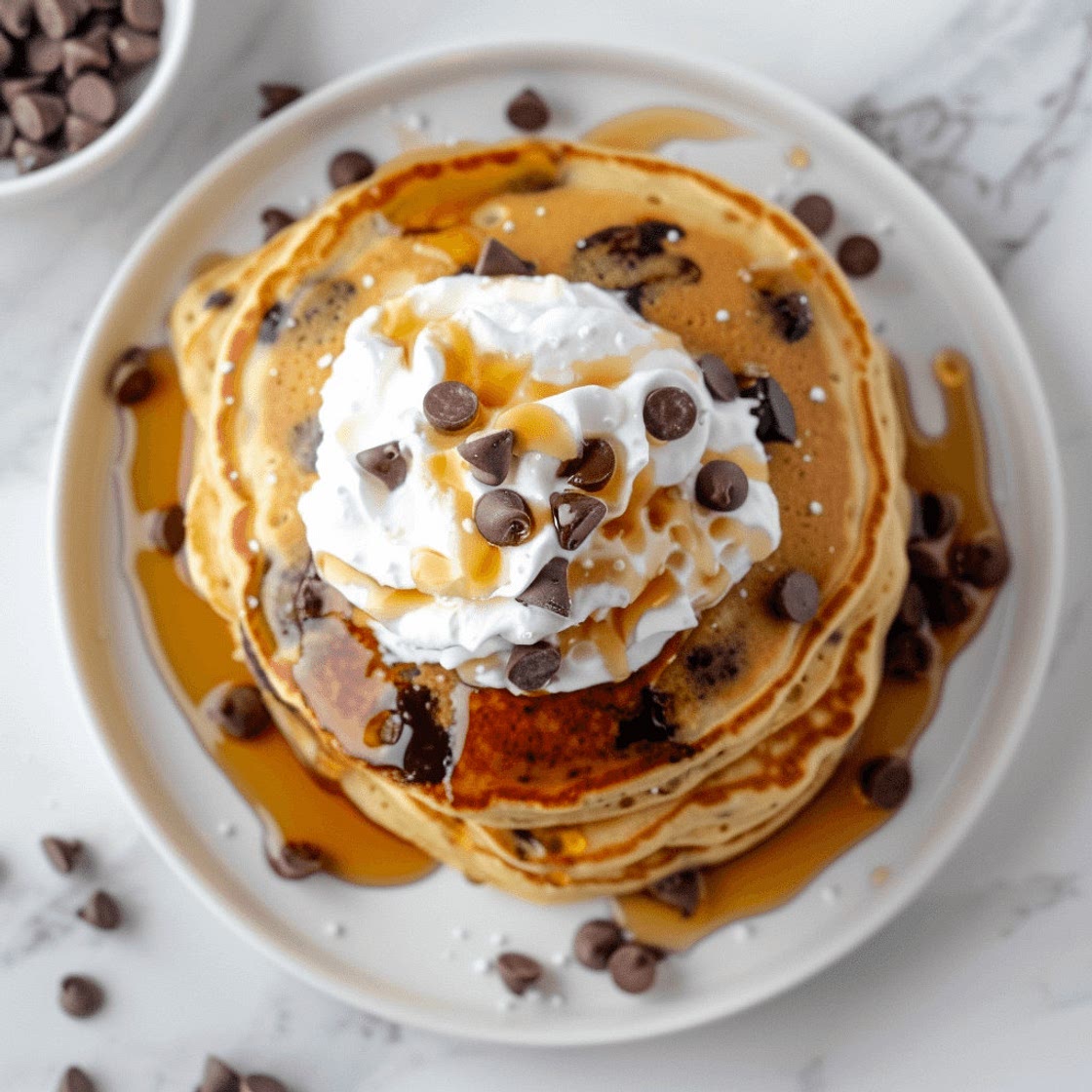 Fluffy Chocolate Chip Pancakes