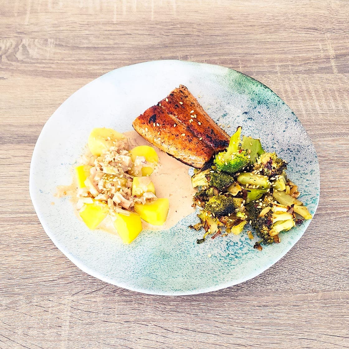 Filet de saumon et brocoli sauté