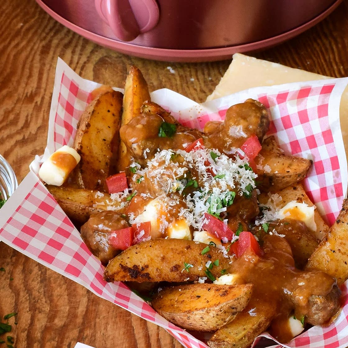 Slow Cooker Poutine with Meatballs