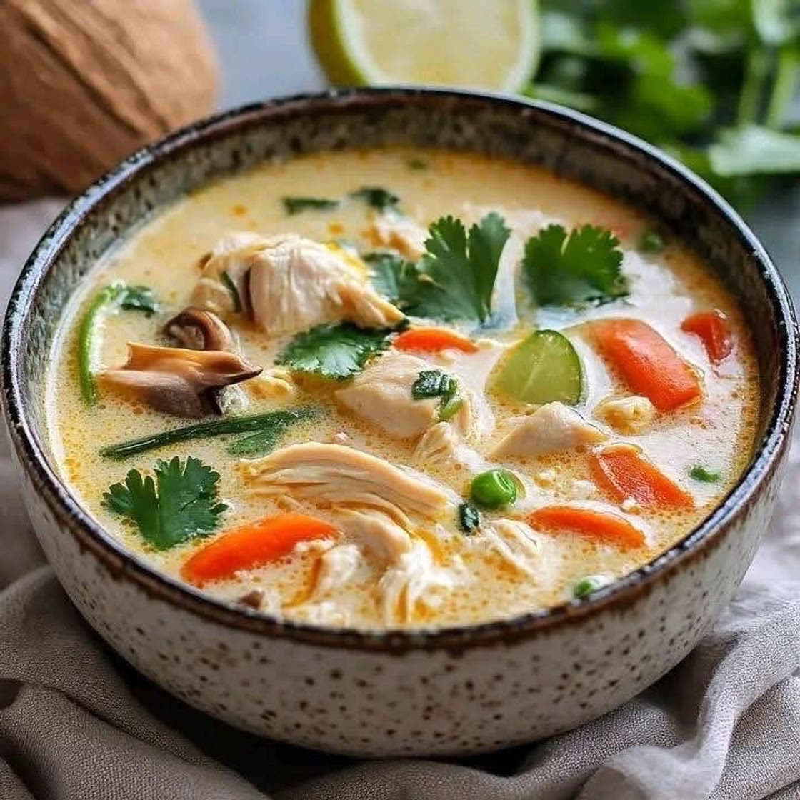 Thai Coconut Chicken Soup Bowl with Lemongrass