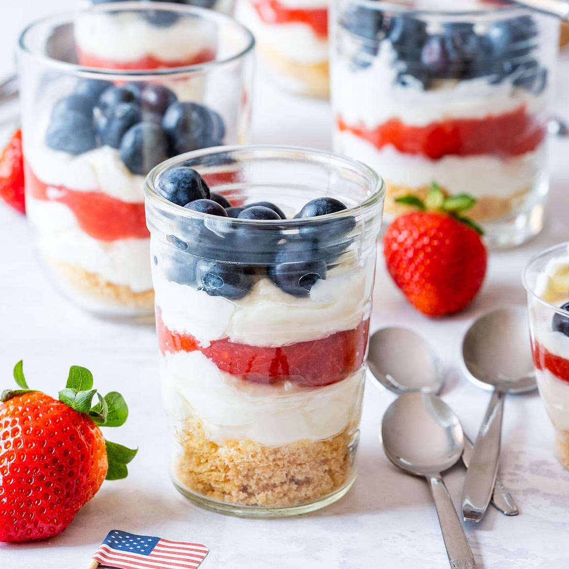 Red, White and Blue Mini Cheesecake Cups Recipe