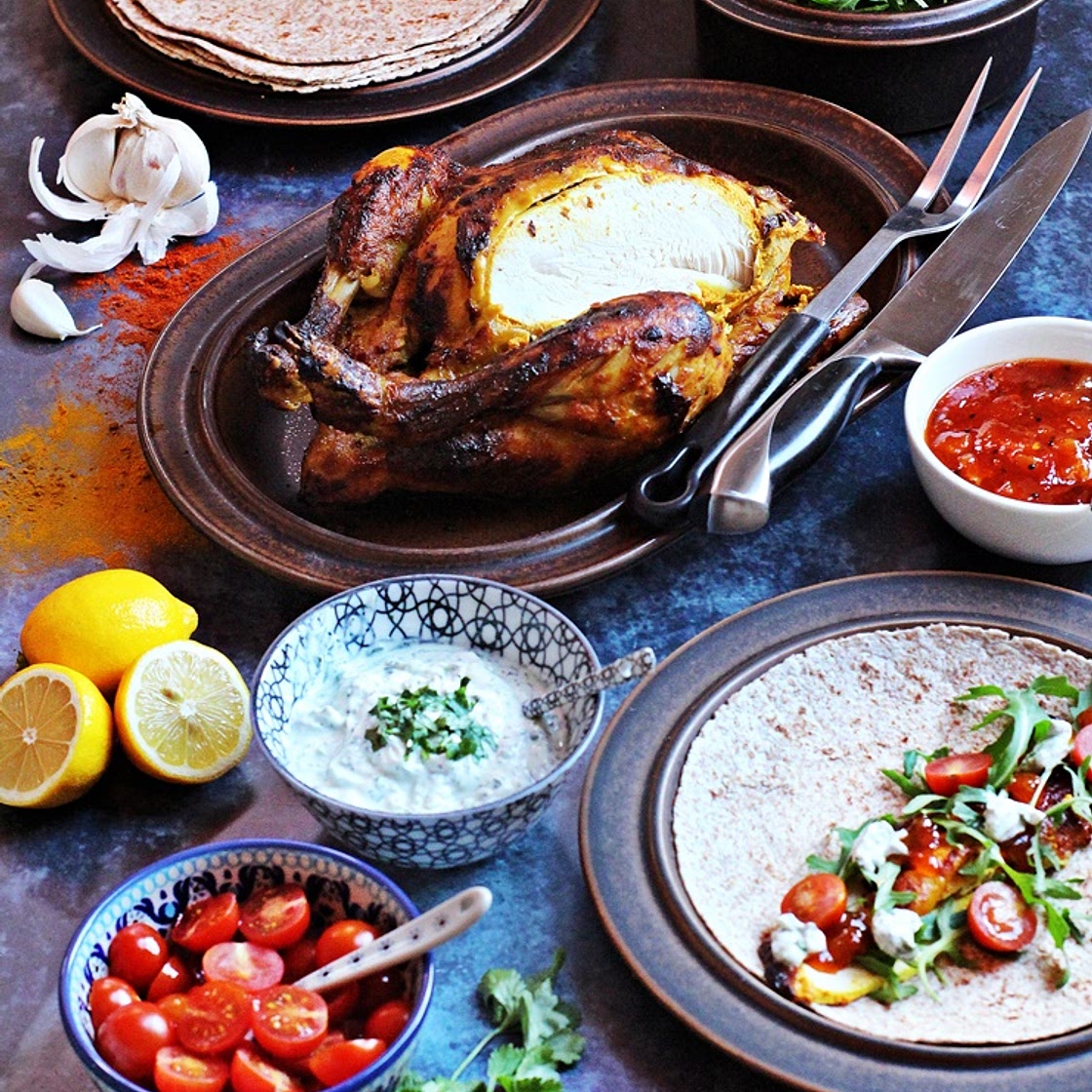 Indian Spiced Roast Chicken with Coriander & Mint Raita