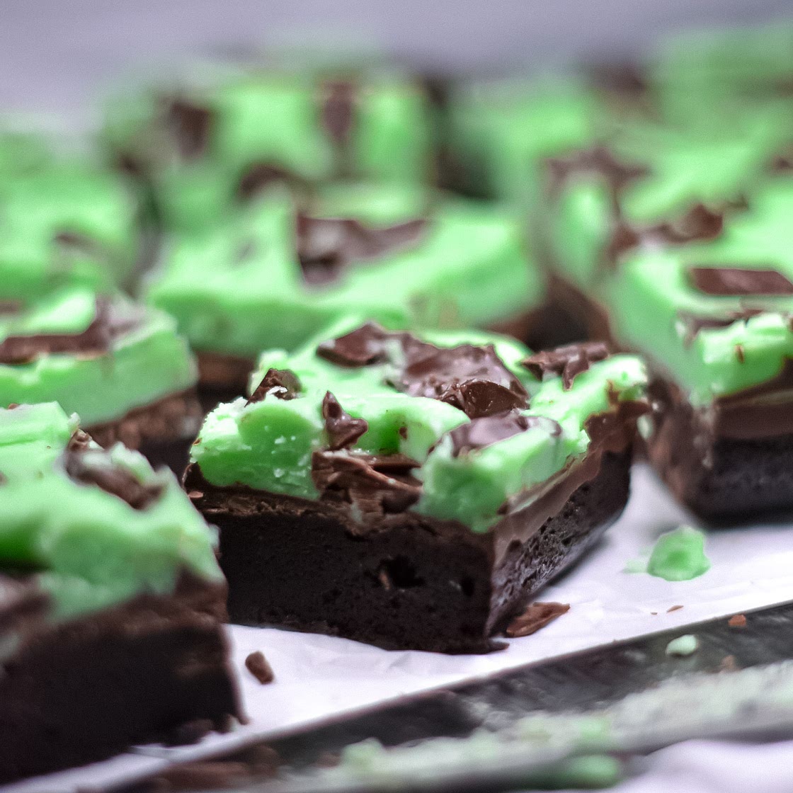 Mint Brownies with Buttercream Frosting