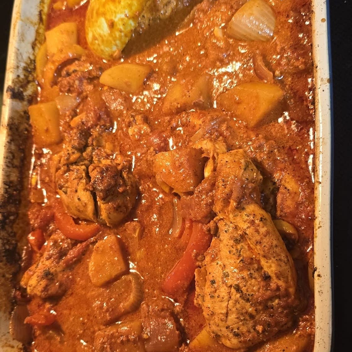 Spanish-style chicken bake