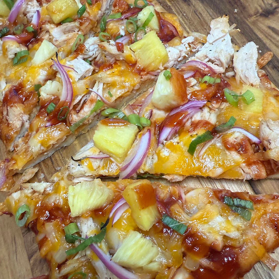 Hawaiian BBQ Chicken Flatbread Pizza