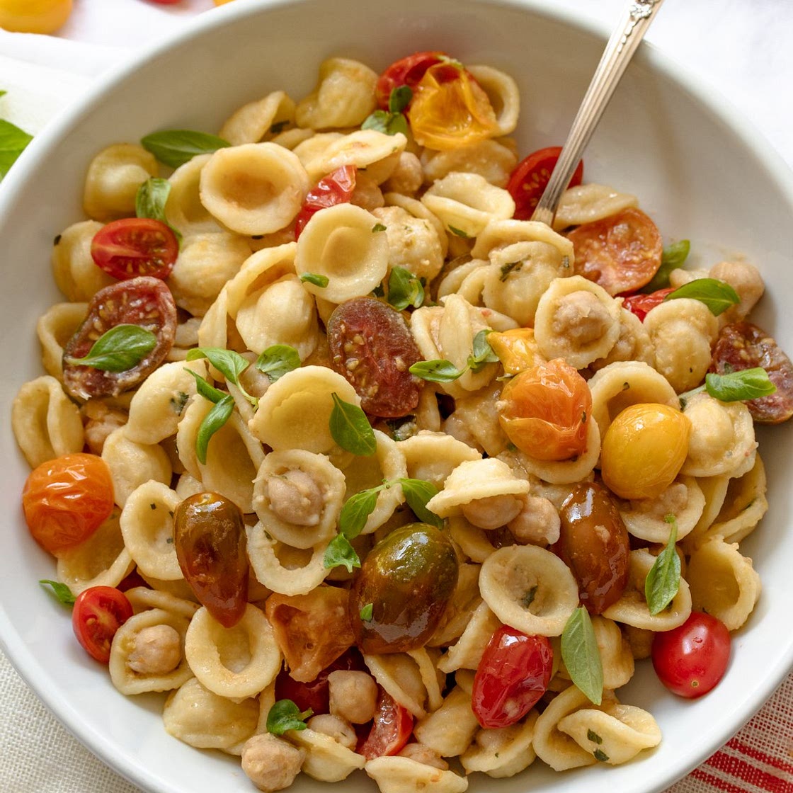 Orecchiette Pasta, Chickpeas, and Cherry Tomatoes