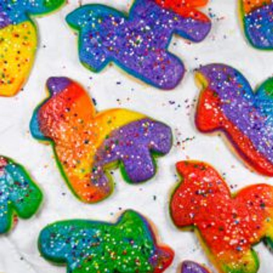 Rainbow Donkey Piñata Cookies