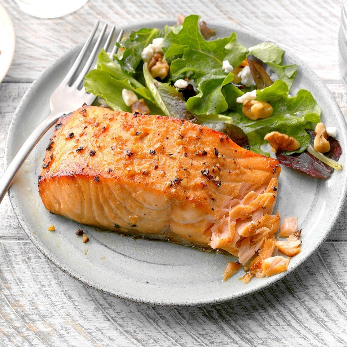 Roasted Salmon Glazed With Brown Sugar and Mustard