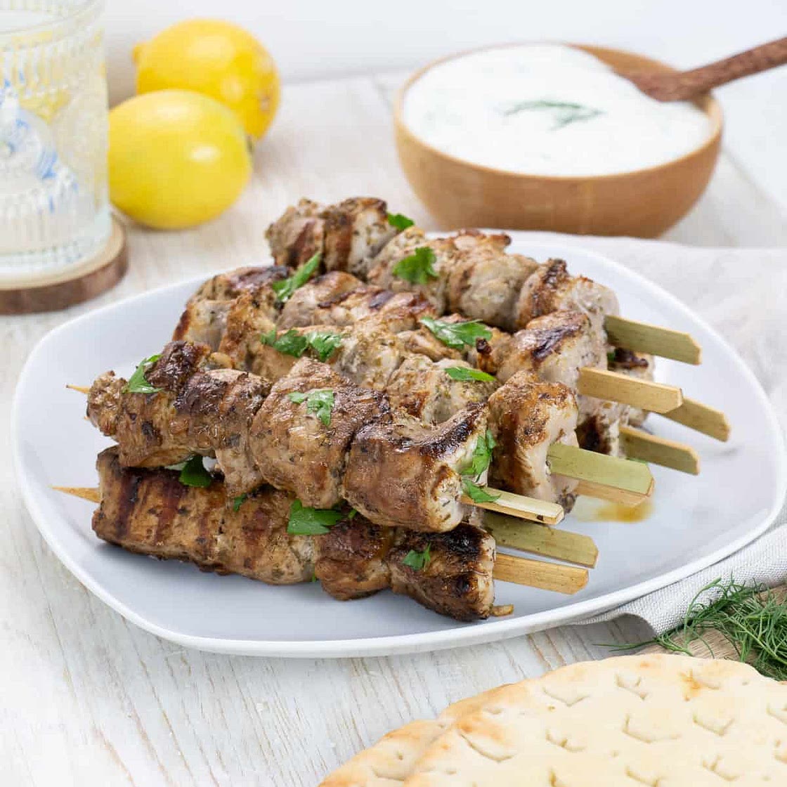 Greek Pork Souvlaki with Tzatziki