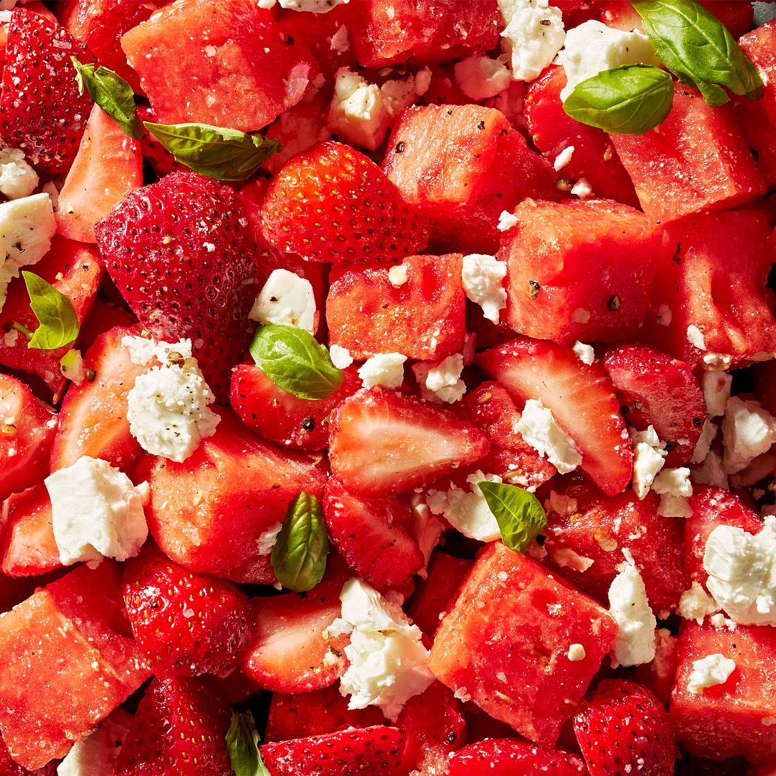 Watermelon Strawberry Caprese Salad