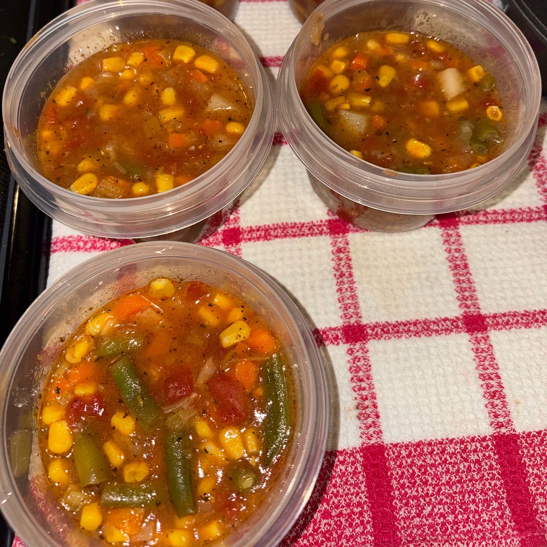 Garden Vegetable Soup (Freezer/Vegetarian/Gluten Free/Diabetic Friendly/Low Carb/Low Cholesterol)
