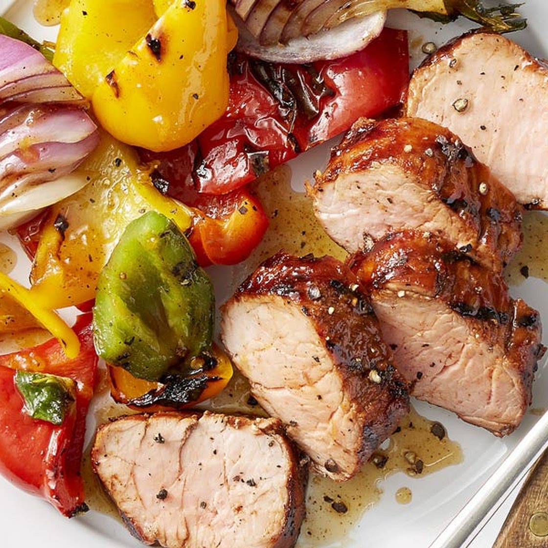 Apricot Grilled Pork Tenderloin and Peppers