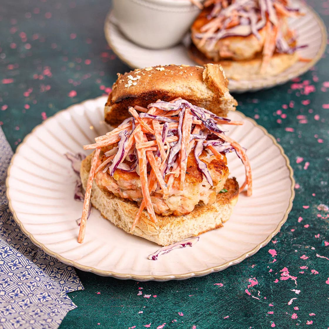 Prawn & Salmon Burgers with Lime Slaw Recipe | Woolworths