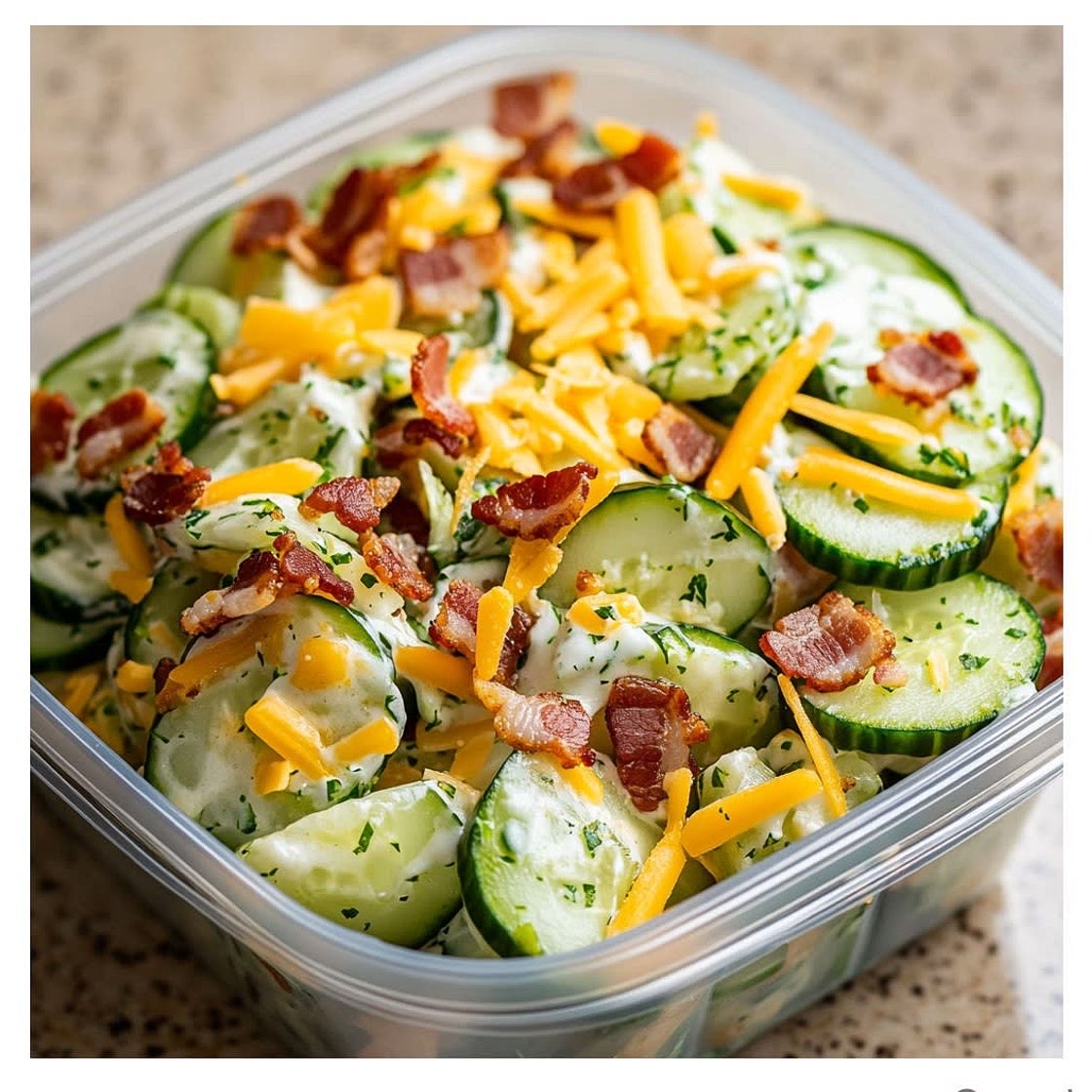 Cheddar Ranch Cucumber Salad