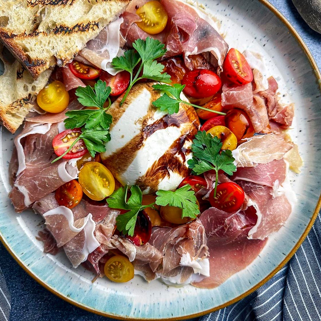 Burrata and Prosciutto Appetizer