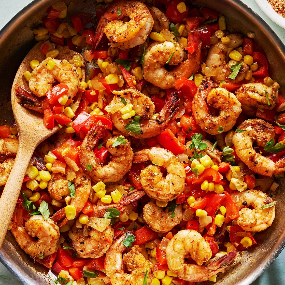 Cajun Shrimp with Bell Peppers & Corn