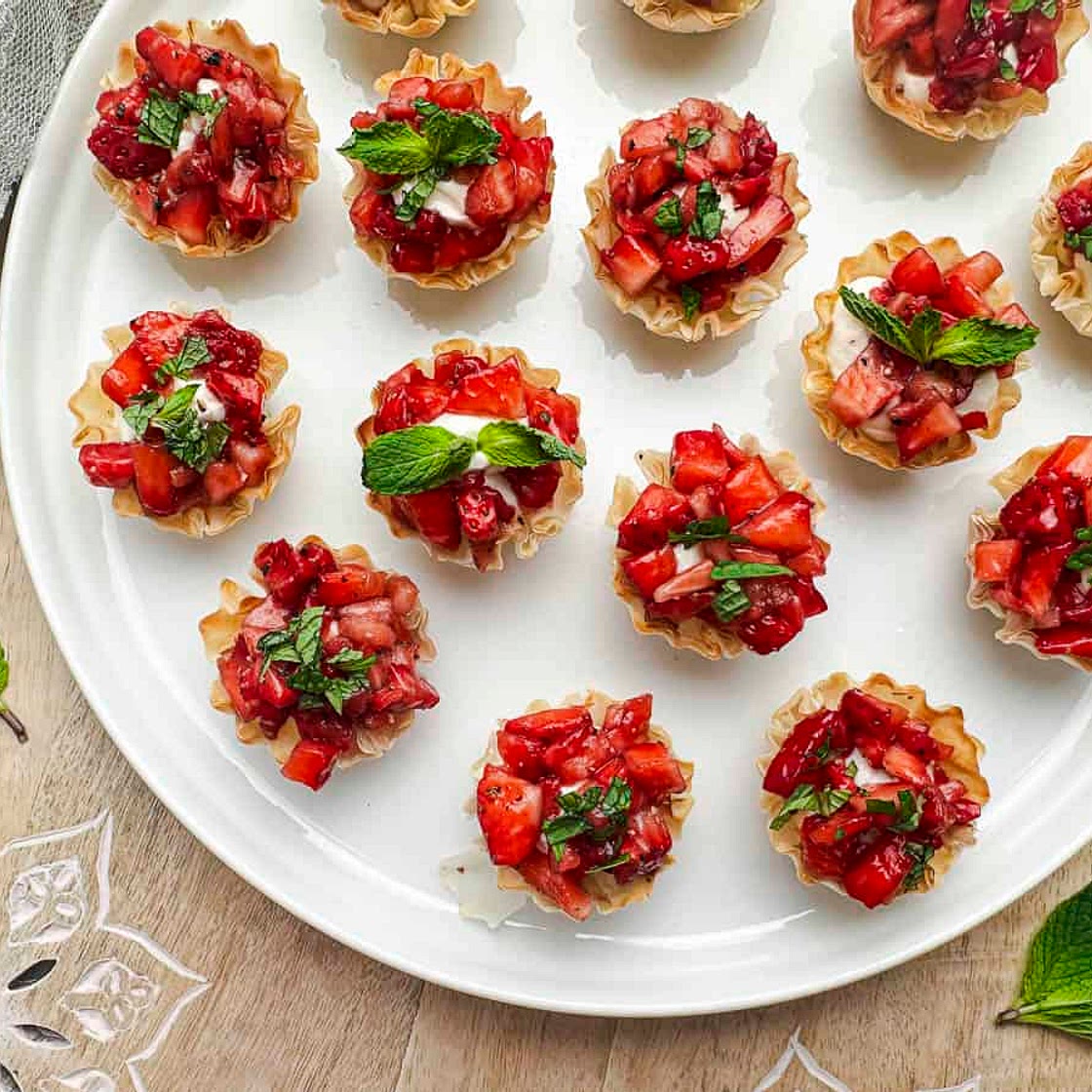 Goat Cheese Phyllo Cups with Balsamic Strawberries Recipe