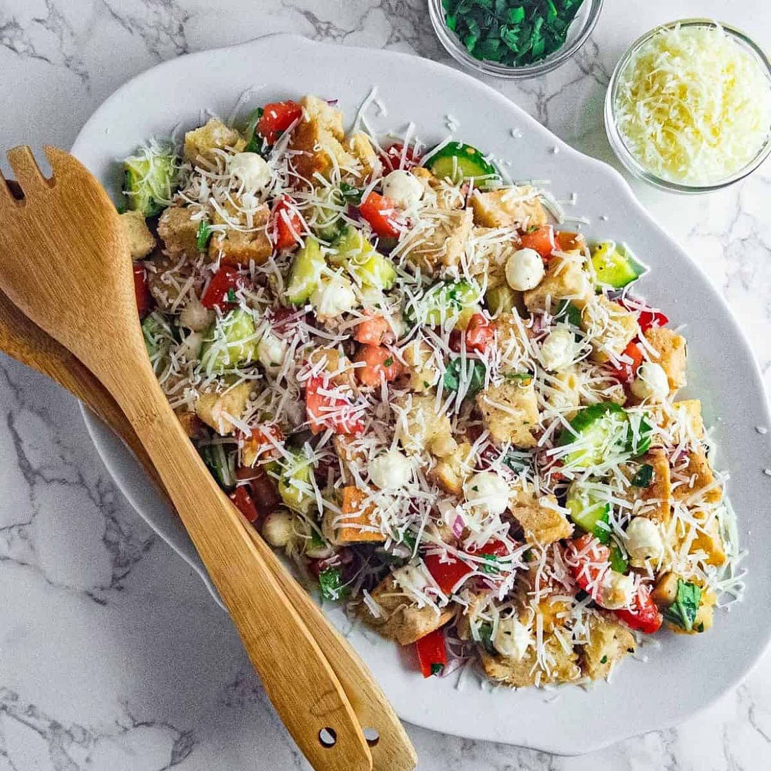 Panzanella Salad with Fresh Mozzarella