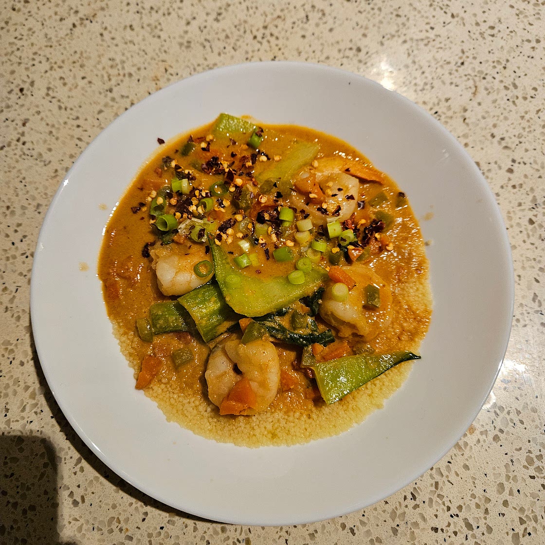 Peanut Prawn Curry Couscous
