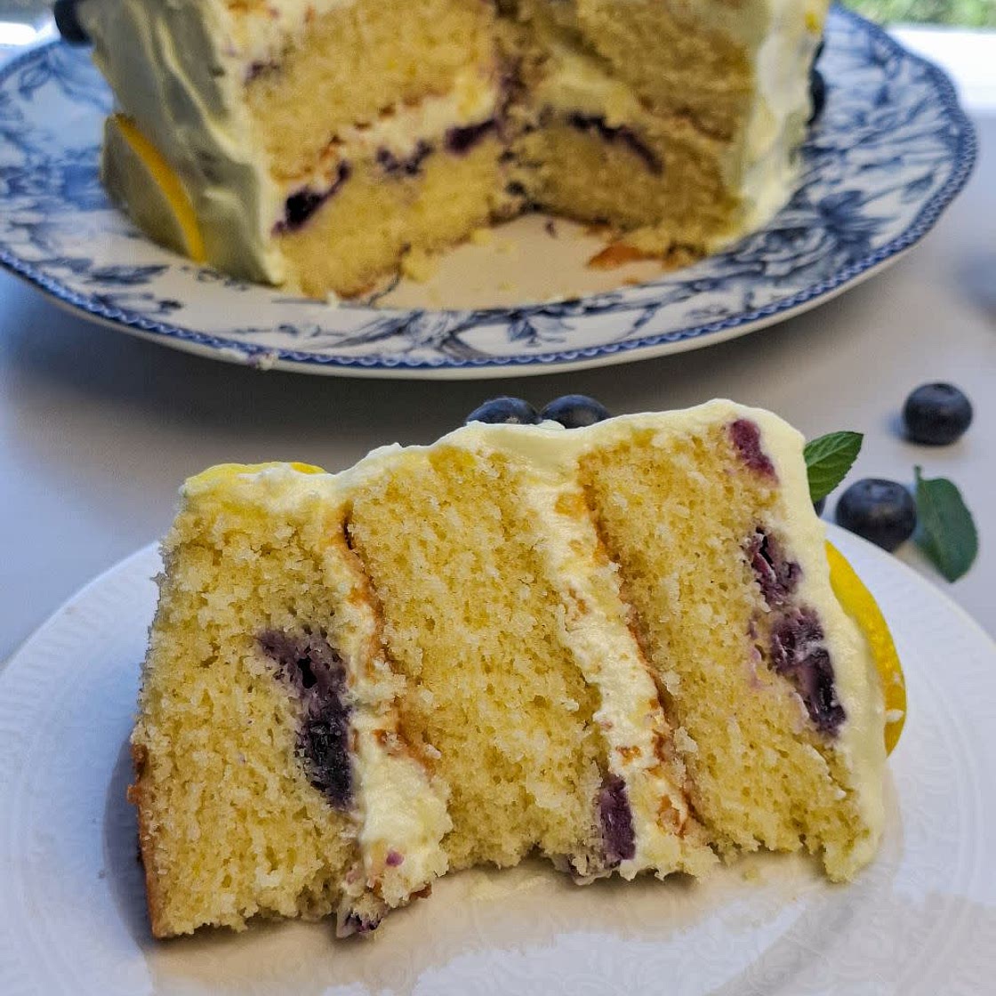 Lemon Blueberry Cake with Whipped Cream Cheese Frosting
