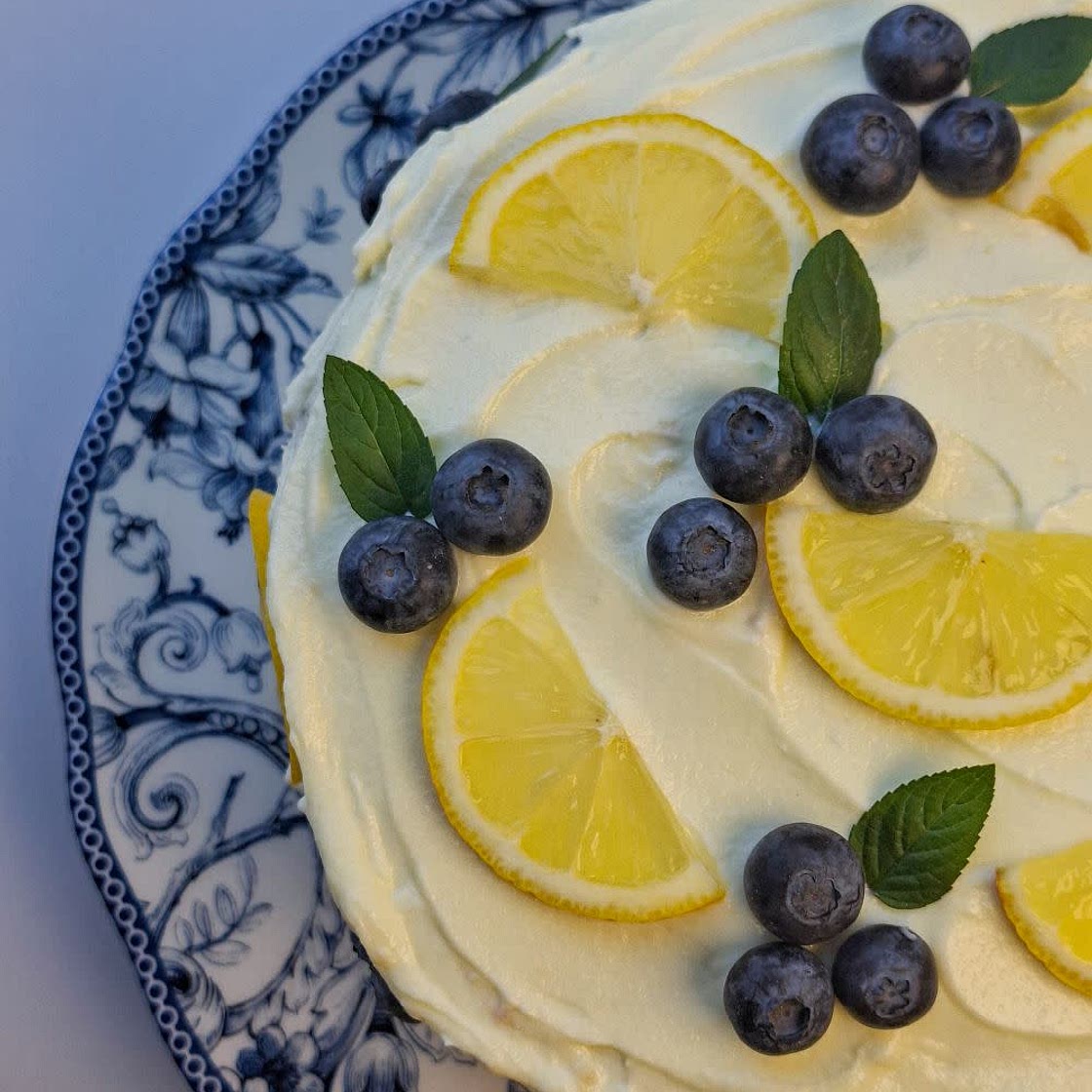 Lemon Blueberry Cake with Whipped Cream Cheese Frosting