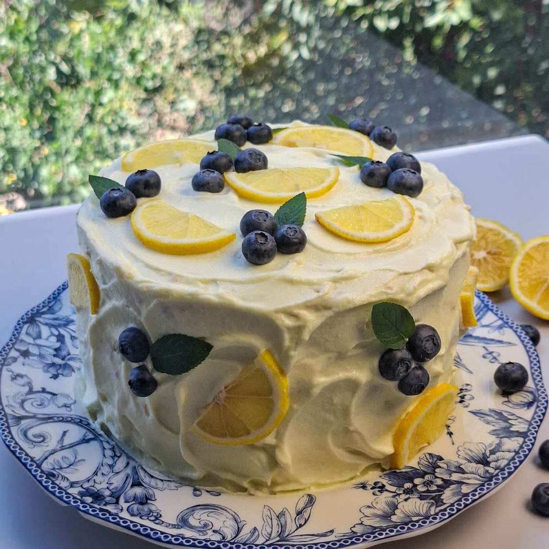 Lemon Blueberry Cake with Whipped Cream Cheese Frosting