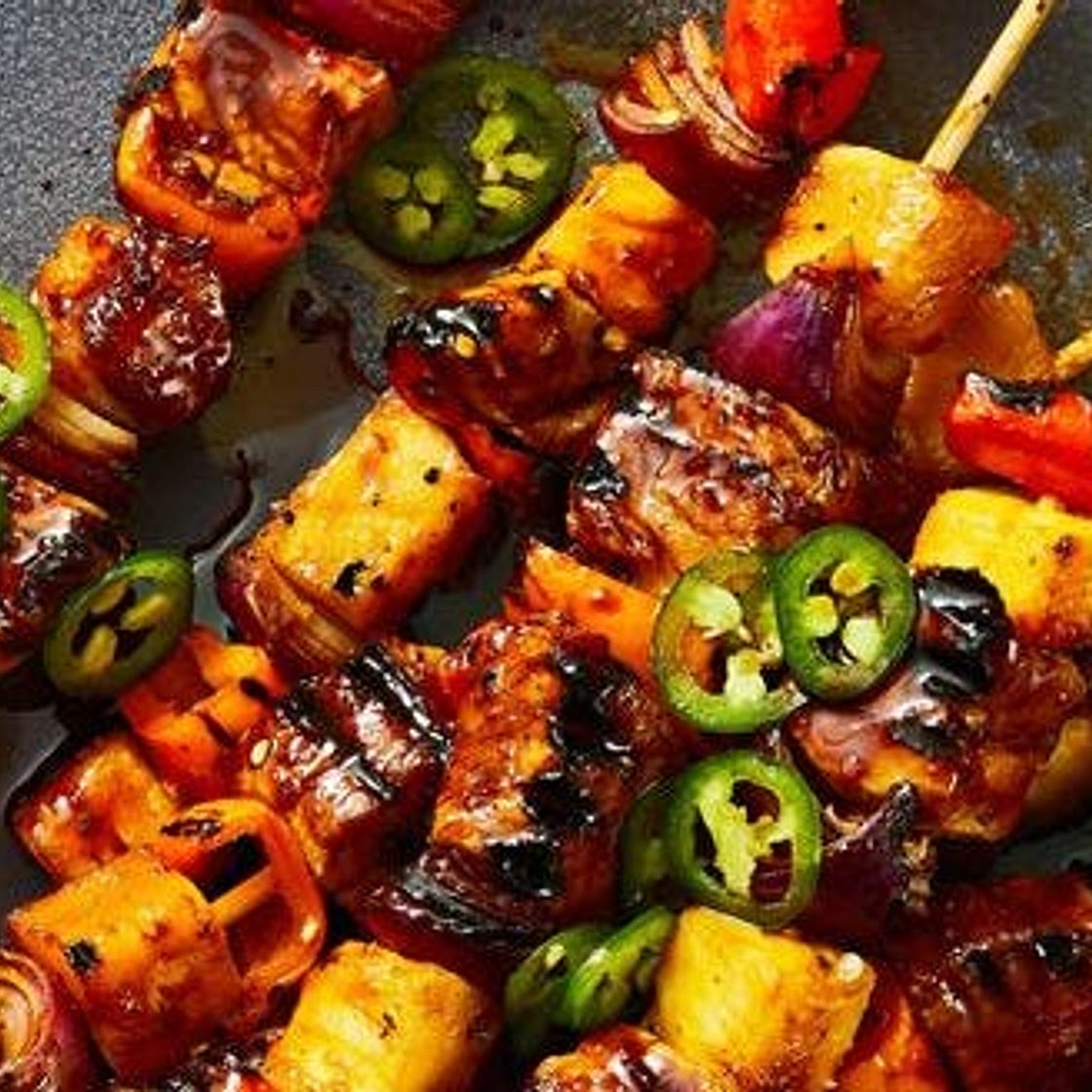 Pork, Pineapple and Onion Skewers