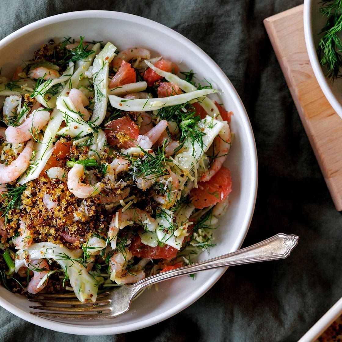 Crevettes nordiques , quinoa, fenouille