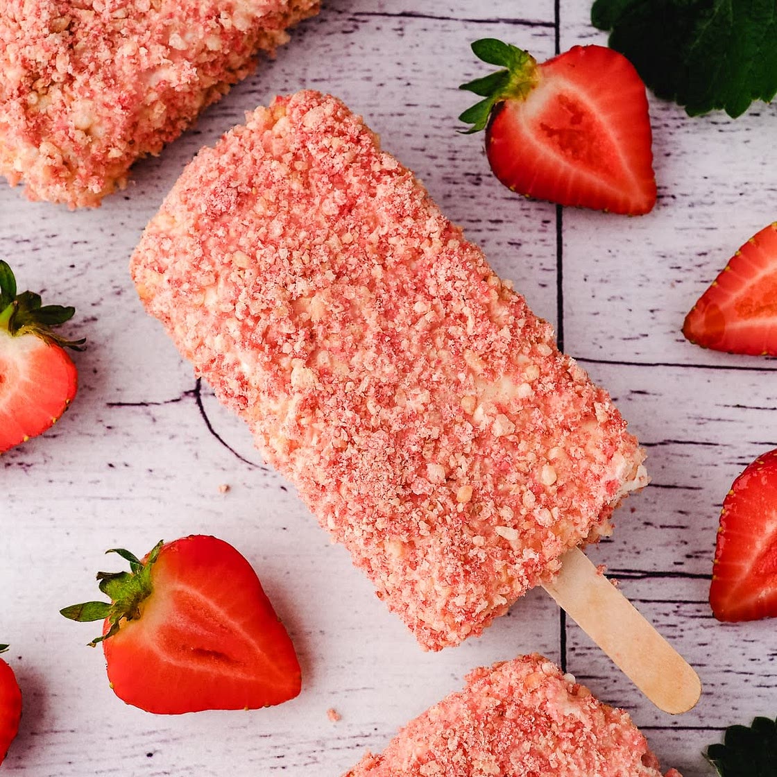 Vegan Strawberry Shortcake Popsicle 🍰