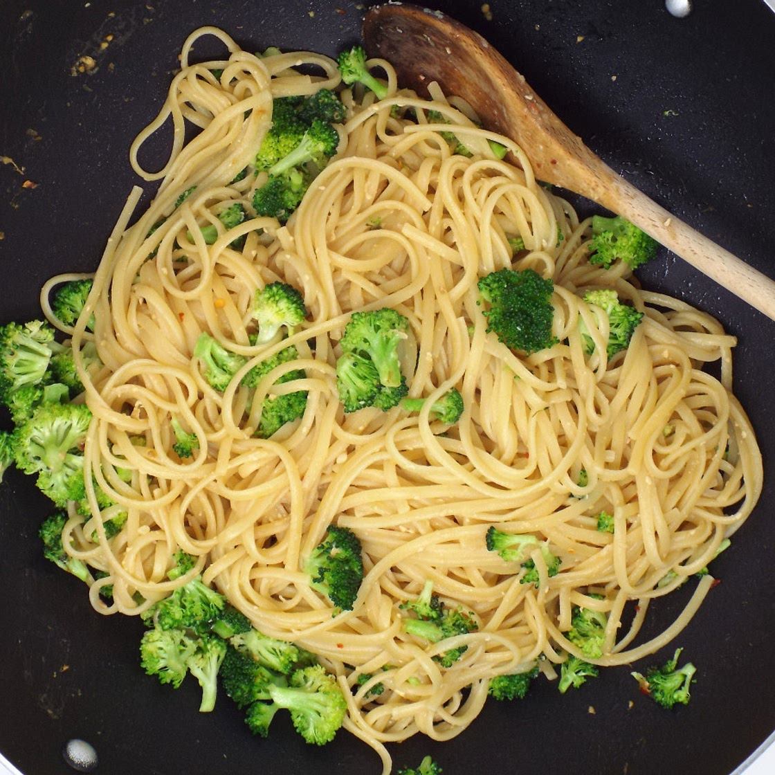Miso Linguini and Broccoli