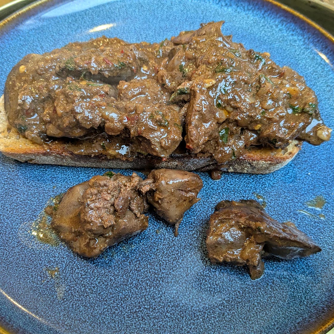 Devilled Chicken Livers with Rodenbach Grand Cru