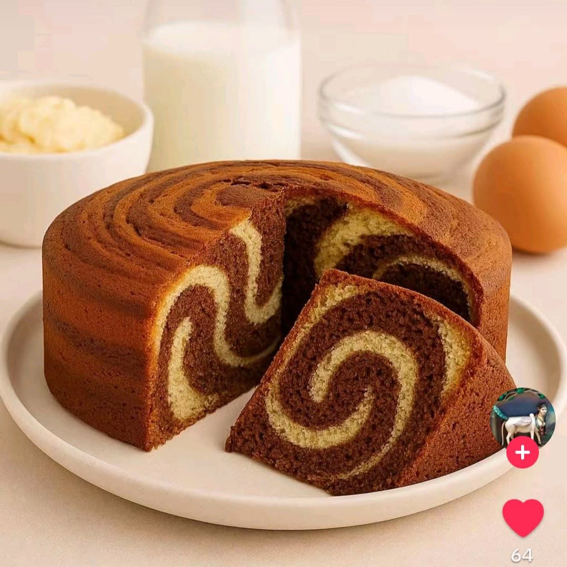 Lightly Sweet Marble Cake (Oil-based)