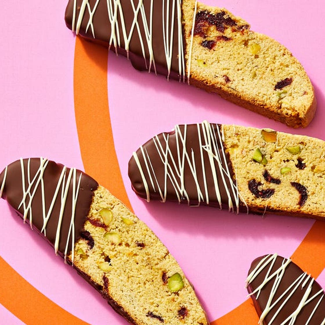 Cranberry-Pistachio Cornmeal Biscotti